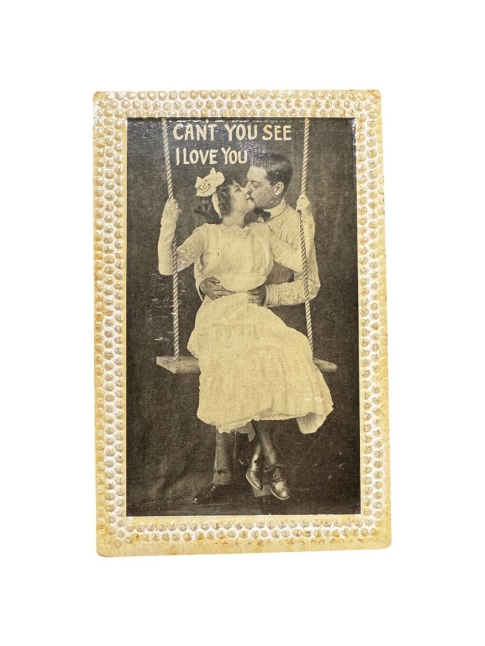 Vtg Postcard "Cant You See I Love You" Romantic Swing Scene Embossed Edges 1910